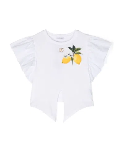 Dolce & Gabbana Italian Holiday Ruffled-sleeve T-shirt In White