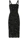 Dolce & Gabbana Draped Sheath Dress In Polka Dot Print Tulle In Black