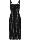 Dolce & Gabbana Draped Sheath Dress In Polka Dot Print Tulle In Black