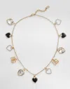 Dolce & Gabbana Adjustable Heart Charm Necklace Crystal Embellishments In Gold