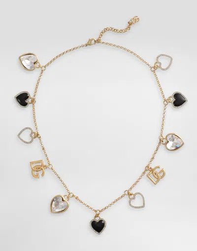 Dolce & Gabbana Italian Tailoring Hearts Necklace In Gold