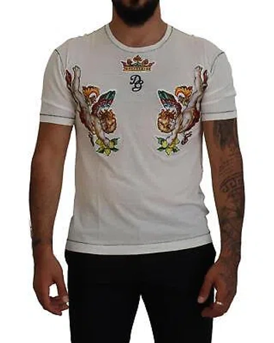 Pre-owned Dolce & Gabbana Italienisches Baumwoll-seiden-t-shirt Mit Logodruck - T-shirts In Weiss