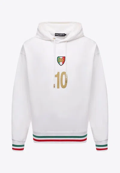 Dolce & Gabbana Italy Crest Hooded Logo Sweatshirt In White