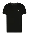 Dolce & Gabbana Dolce&gabbana Black Crewneck T Shirt With Logo Plaque In Black
