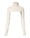 Dolce & Gabbana Ivory Cashmere Turtleneck Cropped Top Sweater In Neutral