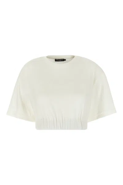 DOLCE & GABBANA IVORY CHENILLE T-SHIRT