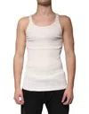 Dolce & Gabbana Off White Cotton Sleeveless Round Neck Tank T-shirt In Beige