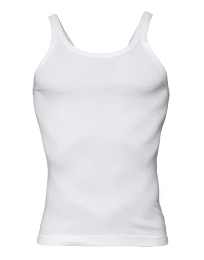 Dolce & Gabbana Ivory Cotton Sleeveless Round Neck Tank T-shirt In White