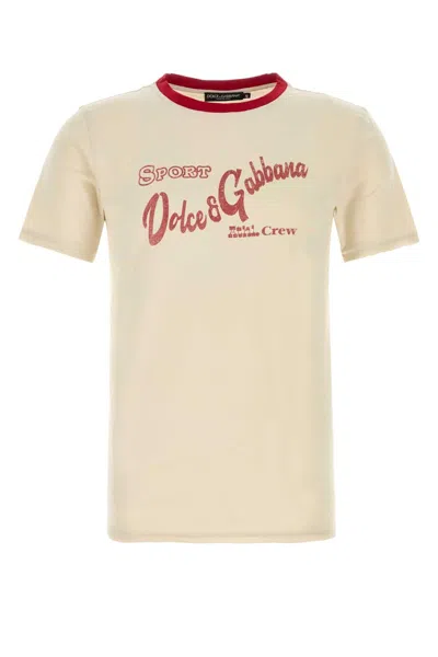 Dolce & Gabbana Ivory Cotton T Shirt In Neutral