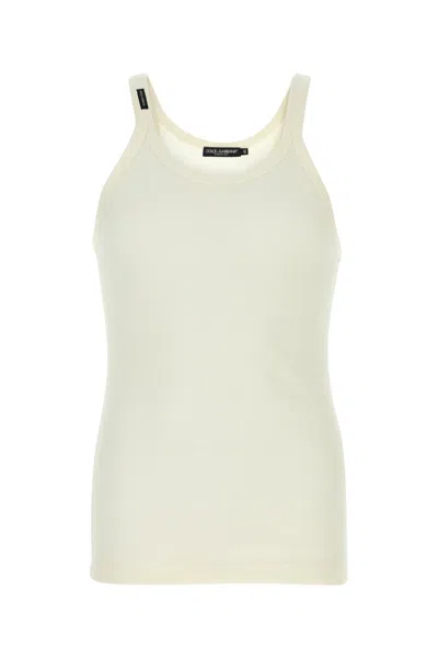 Dolce & Gabbana Ivory Cotton Tank Top In White