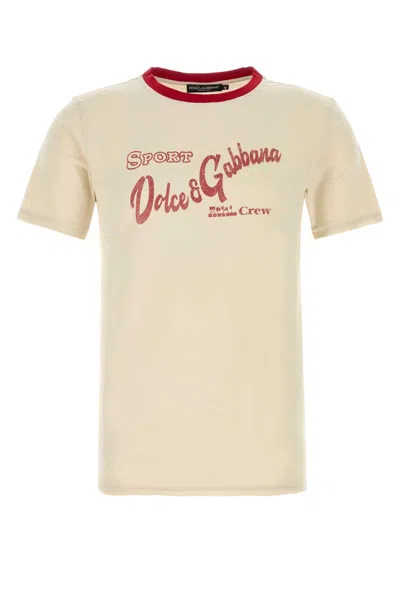 Dolce & Gabbana Ivory Cotton T-shirt In Neutral