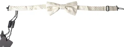Dolce & Gabbana Ivory Fantasy Pattern Adjustable Neck Papillon Bow Tie In White