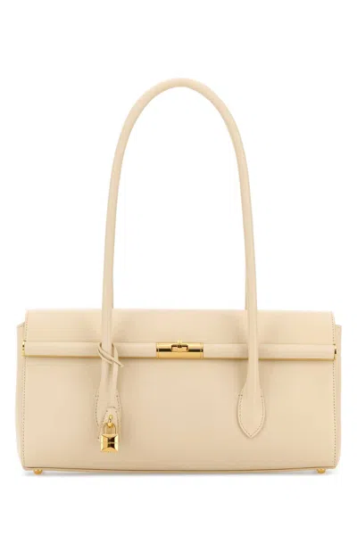 Dolce & Gabbana Ivory Leather Marlene Shoulder Bag In Brown