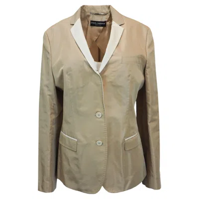 Pre-owned Dolce & Gabbana Ivory Satin Tuxedo Blazer In White
