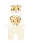 Dolce & Gabbana Ivory Set For Baby Boy With Tiger And Logo In Neutral