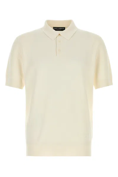 Dolce & Gabbana Ivory Silk Polo Shirt In White