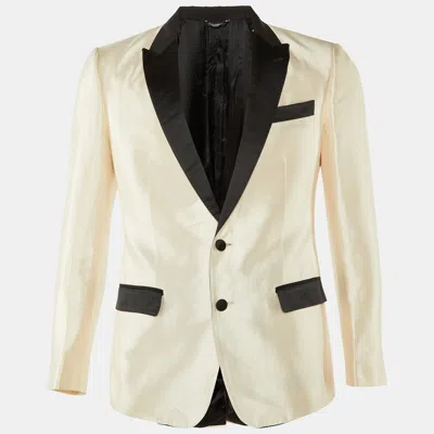 Pre-owned Dolce & Gabbana Ivory Silk Tailored Martini Jacket S In White
