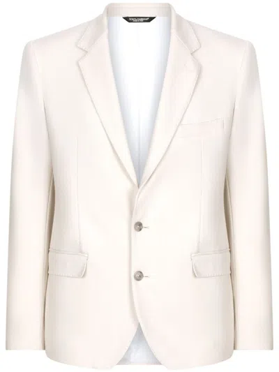 Dolce & Gabbana Single-breasted Notched-lapels Blazer In Beige