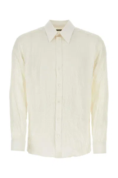 Dolce & Gabbana Ivory Stretch Silk Shirt In Neutral
