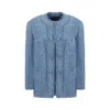Dolce & Gabbana Light Blue Single-breasted Jacket With Logo Detail On Buttons In Cotton Blend Woman