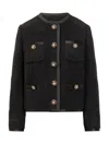 Dolce & Gabbana Black Crop Jacket With Front Pockets In Virgin Wool Blend Woman