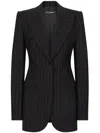 Dolce & Gabbana Single-breasted Pinstripe Wool Turlington Jacket In Black