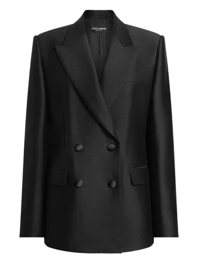 Dolce & Gabbana Double-breasted Faille Blazer In Black