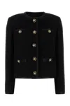 Dolce & Gabbana Jeweled Button Boucle Jacket In Black