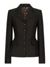 Dolce & Gabbana Black Logo Jacquard Single-breasted Blazer In Black