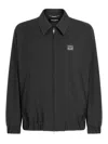 Dolce & Gabbana Logo Plaque Lightweight Nylon Zip Jacket In Black
