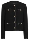 Dolce & Gabbana Jeweled Button Boucle Jacket In Black
