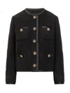 Dolce & Gabbana Black Crop Jacket With Front Pockets In Virgin Wool Blend Woman In Black