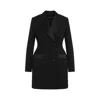 Dolce & Gabbana Double-breasted Wool Blend Blazer With Satin Detailing In Black