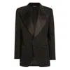 Dolce & Gabbana Satin Lapel Blazer Structured Shoulders Straight Hem In Black