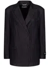Dolce & Gabbana Double-breasted Silk And Cotton Denim Taormina-fit Jacket In Black  