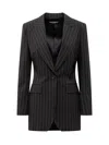 Dolce & Gabbana Pinstriped Single Button Blazer In Black