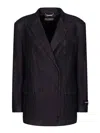 Dolce & Gabbana Double-breasted Silk And Cotton Denim Taormina-fit Jacket In Black