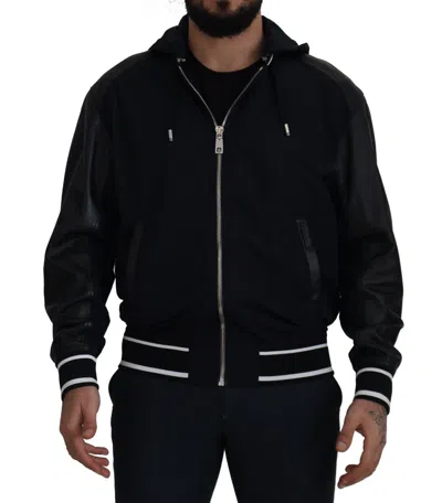 Pre-owned Dolce & Gabbana Jacket Black Polyester Hooded Blouson Coat It50/us40/l 2100usd