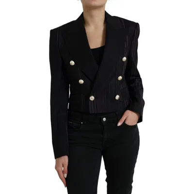 Pre-owned Dolce & Gabbana Jacket Black Striped Sicilia Double Breasted It40/us6/s 3680usd