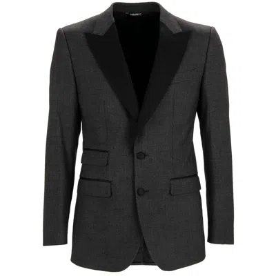 Pre-owned Dolce & Gabbana Jacket Blazer Sicilia With Peak Lapel And Pockets Gray Black