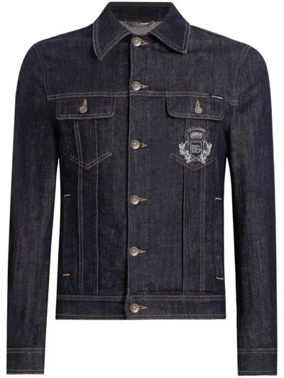 Dolce & Gabbana Classic Denim Jacket With Structured Silhouette In Blue