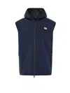 Dolce & Gabbana Sleeveless Jacket Hooded Design Grosgrain Profiles In Blue
