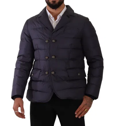 Pre-owned Dolce & Gabbana Jacket Blue Silk Goat Coat Blouson Winter It50 / Us40 / M $2600