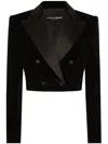 Dolce & Gabbana Cropped Cotton-blend Tuxedo Jacket In Black