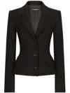 Dolce & Gabbana Stretch Wool Blend Single Breast Blazer In Black