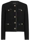 Dolce & Gabbana Women's Short Single Breasted Curly Tweed Jacket With Jewel Buttons In Black