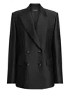 Dolce & Gabbana Tech-gabardine Double-breasted Blazer With Satin Peak Lapel In Black