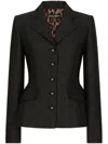 Dolce & Gabbana Black Logo Jacquard Single-breasted Blazer In Black