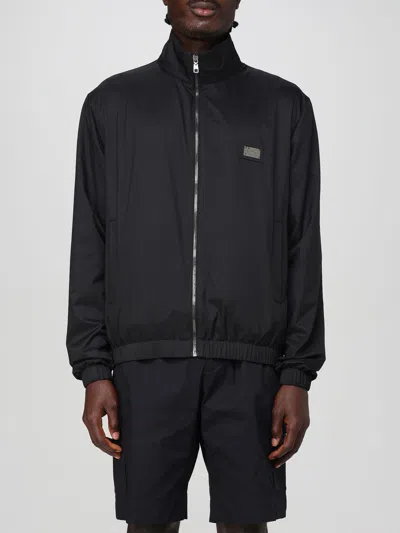 Dolce & Gabbana Logo Plaque Lightweight Nylon Zip Jacket In Black