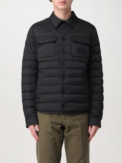 Dolce & Gabbana Padded And Quilted Nylon Jacket With Frontal Logo In Schwarz